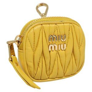 Miu Miu Matelasse Airpots Case Lamb Skin Yellow Gold